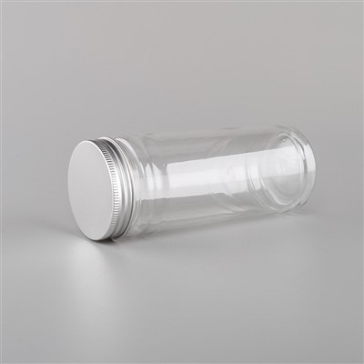 Tomme klare krukker med aluminiumslokk